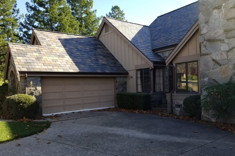 Custom GAF tru-slate roof design on a Walnut Creek home